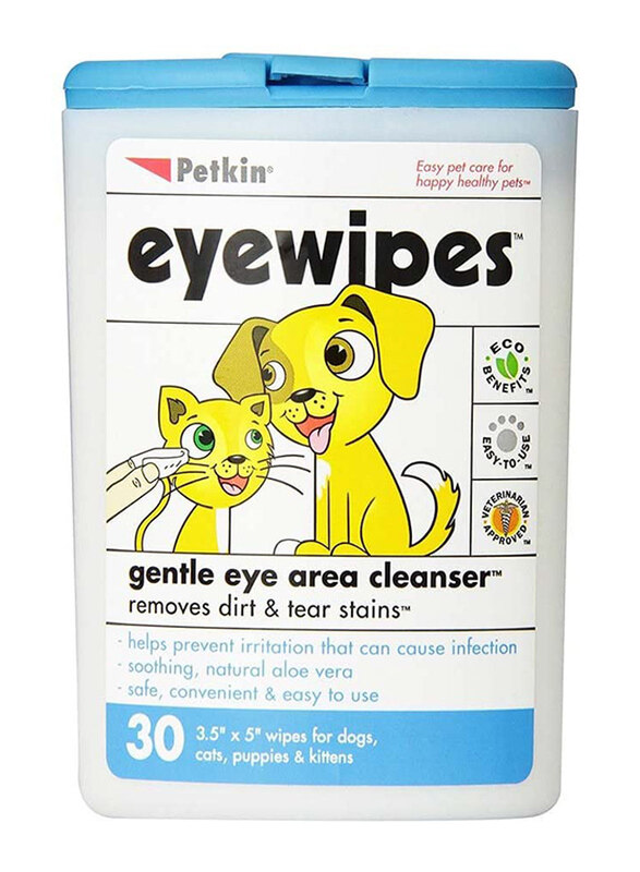 

Petkin Gentle Eye Wipes for Dog & Cat, 30 Wipes, Blue
