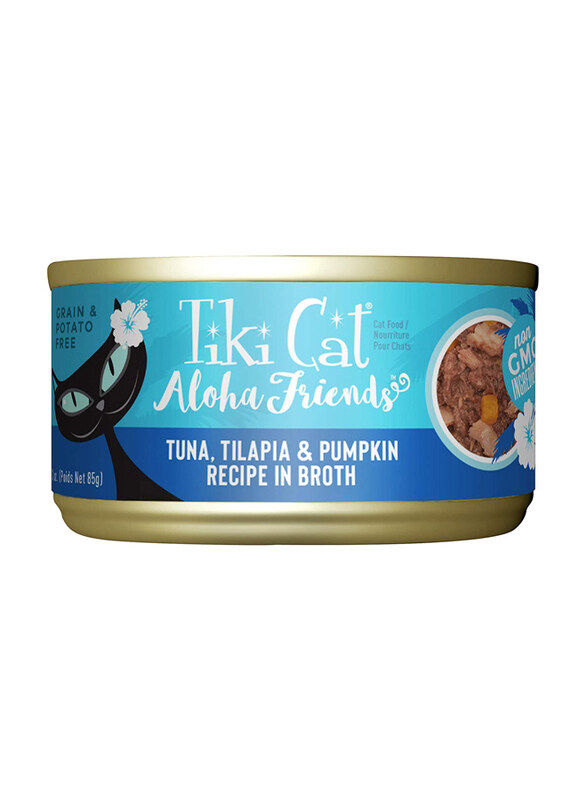 

Tiki Cat Aloha Friends Wet Cat Food Tuna, Tilapia & Pumpkin - 3 oz. can