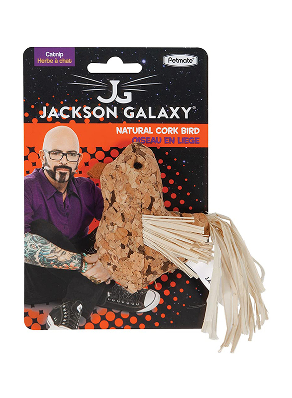 Jackson Galaxy Cork Bird Toy for Cat, Light Brown