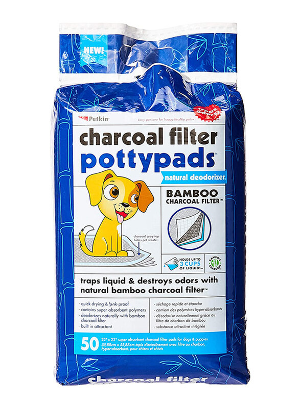 

Petkin Charcoal Filter Potty Pads for Dogs & Puppies, 50 Pads, Blue
