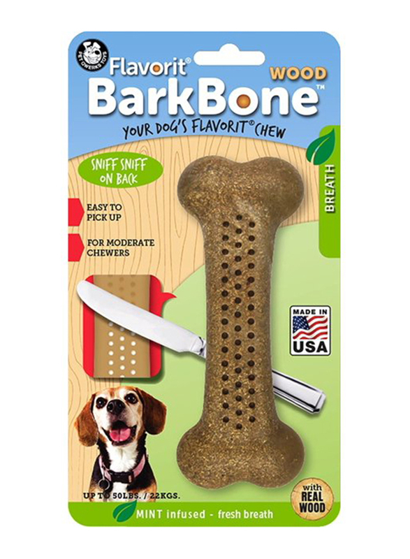 Petmate Large Bark Bone Mint Breath Chew Toy, Brown