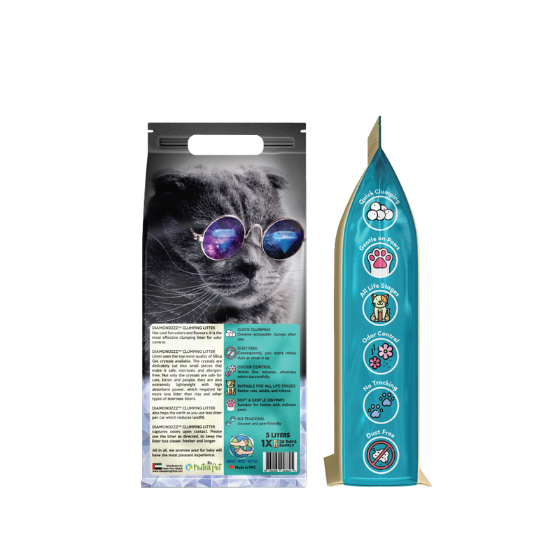 NutraPet Diamondzzz Clumping Cat Litter Silica Gel, 2.7kg, Baby Powder