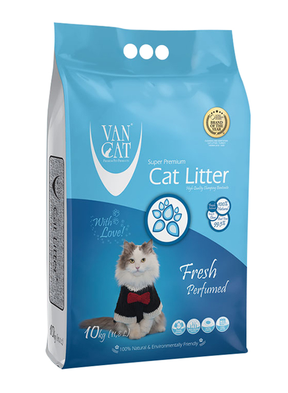 Van Cat Fresh Perfumed Clumping Bentonite Cat Litter, 10kg, White