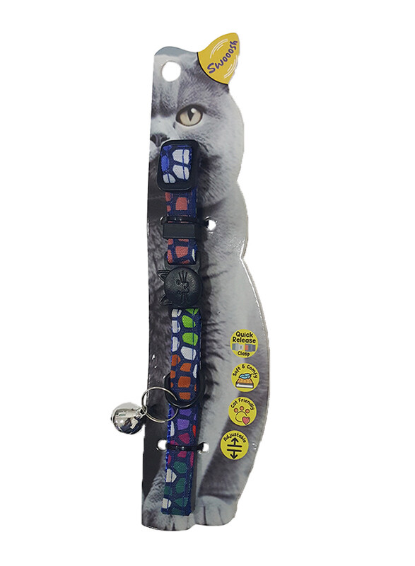 

Swooosh Gleaming Stones Nylon Safe Cat Collar, Blue