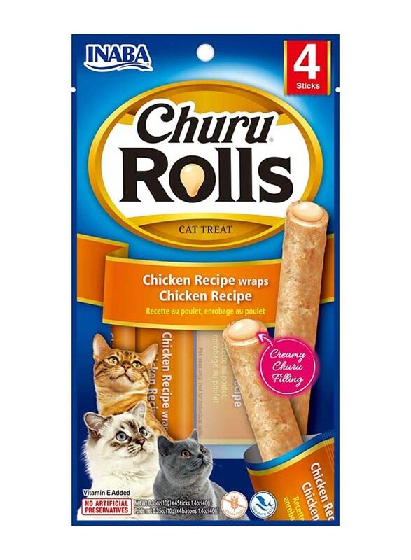 

Inaba Churu Chicken Recipe Wraps Dry Cat Food, 4 x 40g