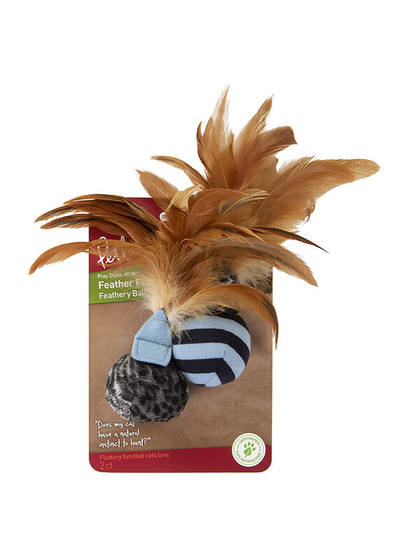 

Petlinks Feather Flips Cat Toy Feathery Plush Balls, Pack of 2, Multicolour