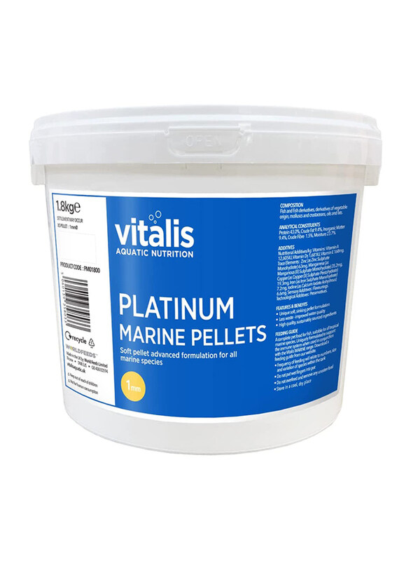

Vitalis Platinum Marine Pellets Fish Dry Food, 1mm, Extra Small, 1.8 Kg