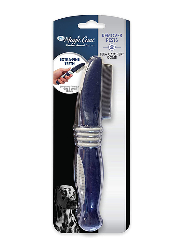 Four Paws Magic Coat Flea Catcher Dog Comb, Blue/White