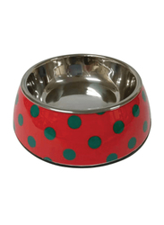 Nutrapet Applique Melamine Round Bowl, Large, Red/Blue Polka