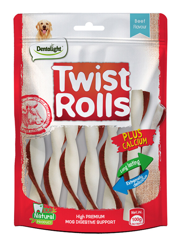 

Dentalight Twist Rolls Beef Flavour Dog Dry Food, Medium, 5-Inch, 100g