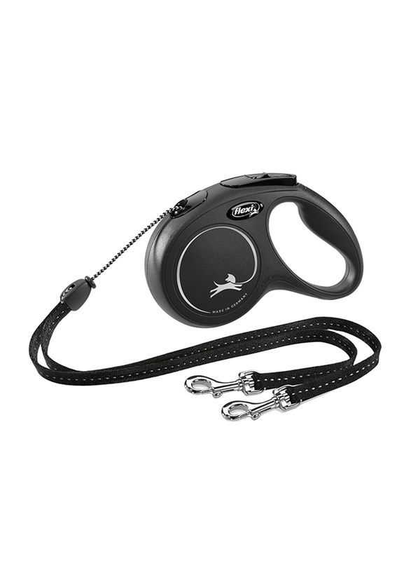 Flexi Classic Tape Retractable Safety Dogs Leash, Medium, 5m, Black