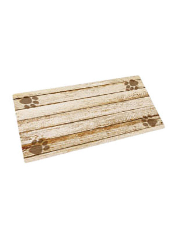 

Drymate Distressed Wood and Paws Dog & Cat Bowl Place Mat, Beige