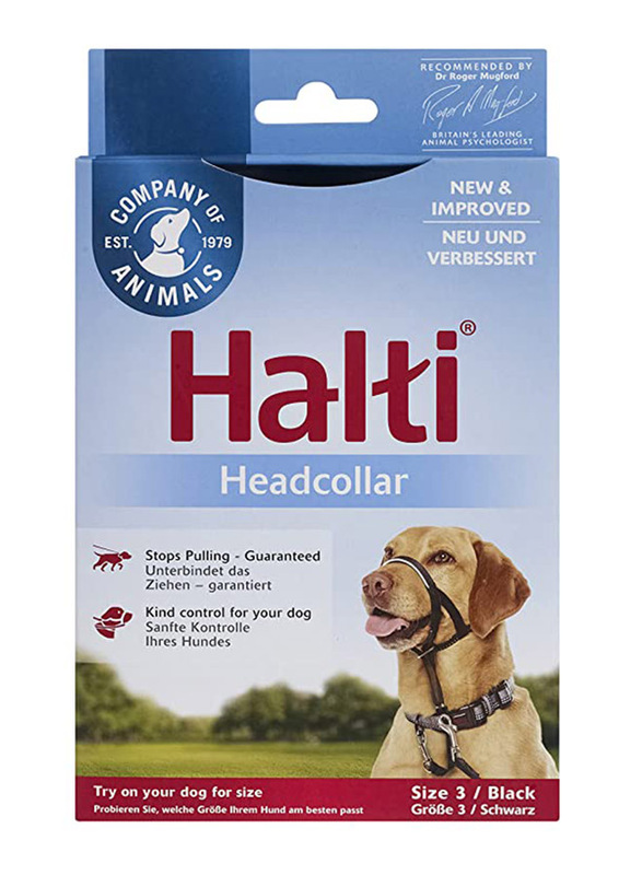 Halti Nylon Headcollar for Dogs, Size 3, Black