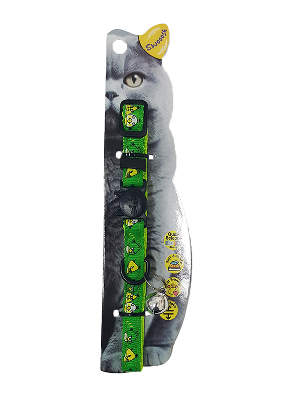 Swooosh Angry Birds Nylon Safe Cat Collar, Green