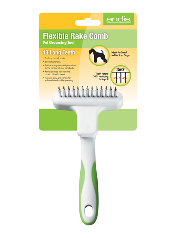 Andis Flexible Rake Comb, White/Lime Green