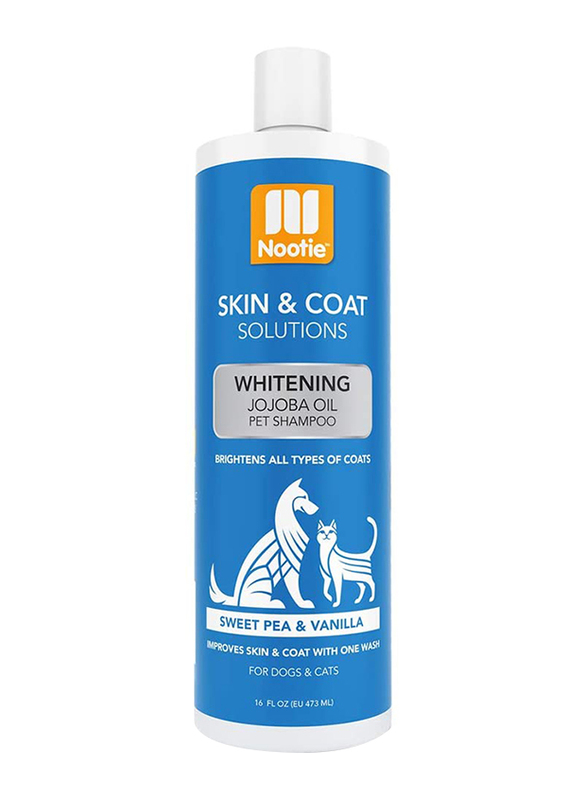 Nootie Sweet Pea & Vanilla Whitening Jojoba Oil Dog & Cat Pet Shampoo, 473ml, Blue