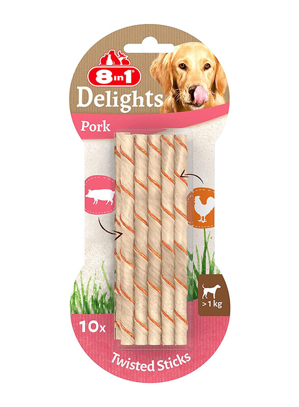 

8 in 1 Delights Pork for Dog, 10 Pieces, 55g