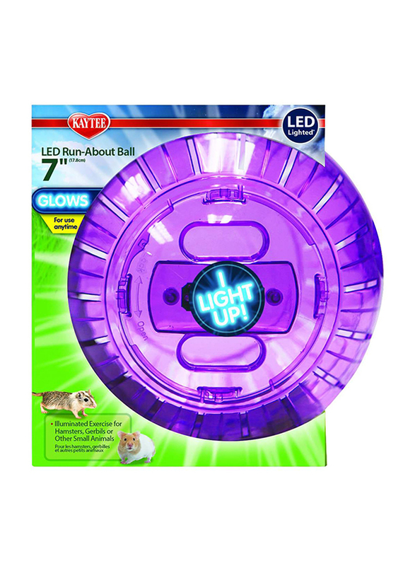 Kaytee 7-Inche Run-About Ball Rainbow with Led Light Rainbow, Purple