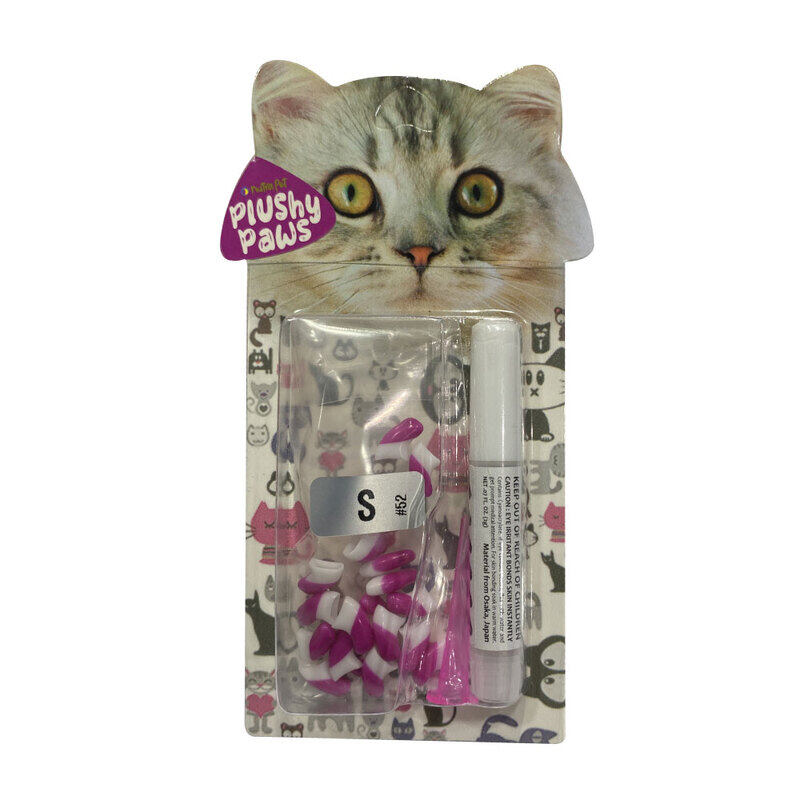 Nutrapet Plushy Paws Nail Caps, Medium, Dual Magenta/White #52