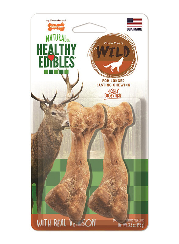 

Nylabone Healthy Edibles Wild Natural Long Lasting Venison Dog Dry Food, Medium, 2 Pieces, 96g