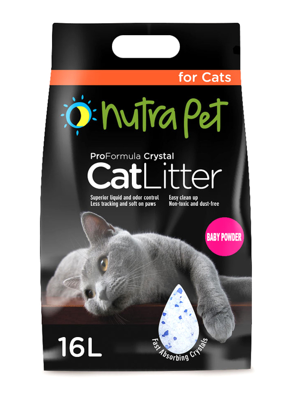 Nutra Pet Cat Litter Silica Gel Baby Powder Scent, 16 Liter, White