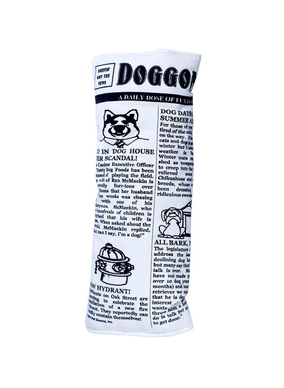 

Petmate Ruff House Pet Newspaper Dog Toy with Squeaker, Large, White