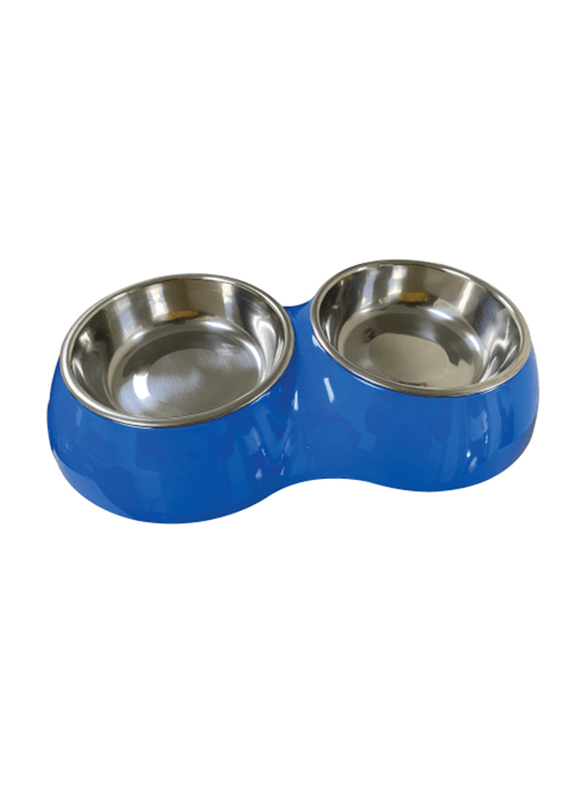 Nutrapet Double Dinner Bowl, Small, Blue