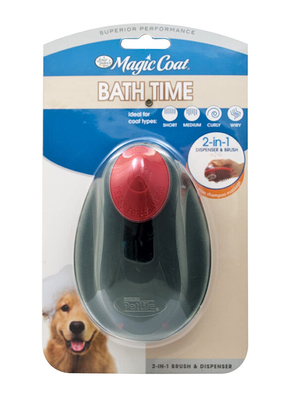 

Four Paws Magic Coat 2-in-1 Dog Grooming Shampoo Brush and Dispenser, Black