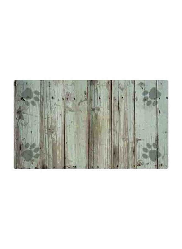 Drymate Distressed Wood And Paws Dog & Cat Bowl Place Mat, Green