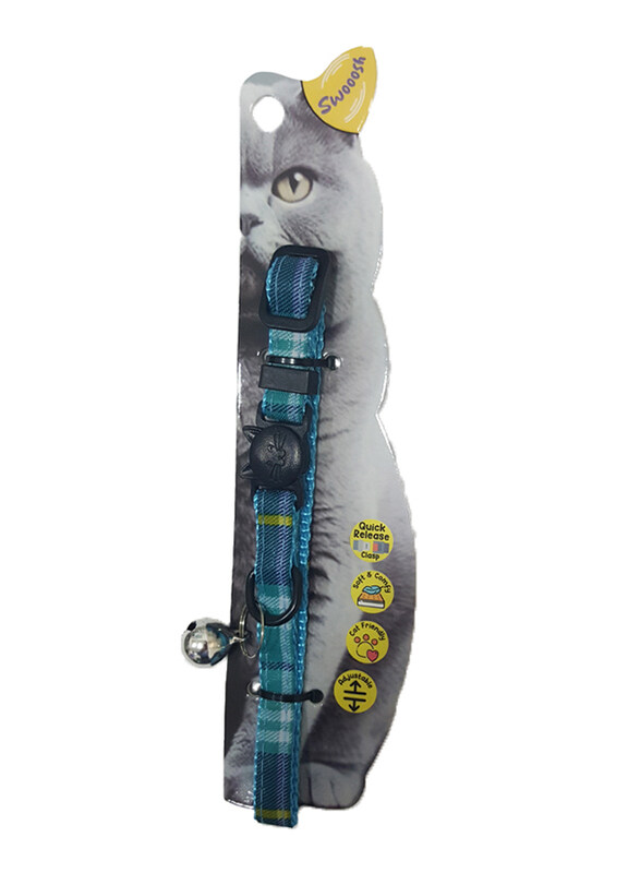 

Swooosh Bright & Beautiful Grid Safe Cat Collar, Blue