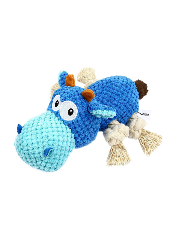 

Plush Pet Swimming Hippo Dog Toy, Blue