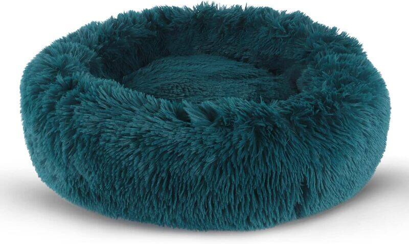 

Nutrapet Grizzly Velor Round Plush Blue Green Dog Bed Small - 50 x 15cm