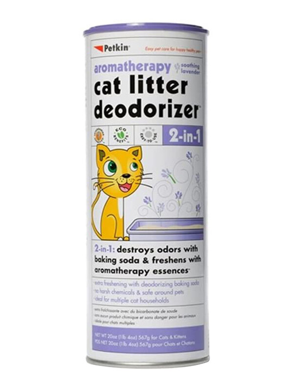 

Petkin Aromatherapy 2-in-1 Cat Litter Deodorizer with Lavender Scent, 20oz, Purple