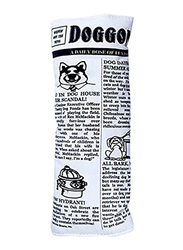 Petmate Ruff House Pet Newspaper Dog Toy with Squeaker, Small, White