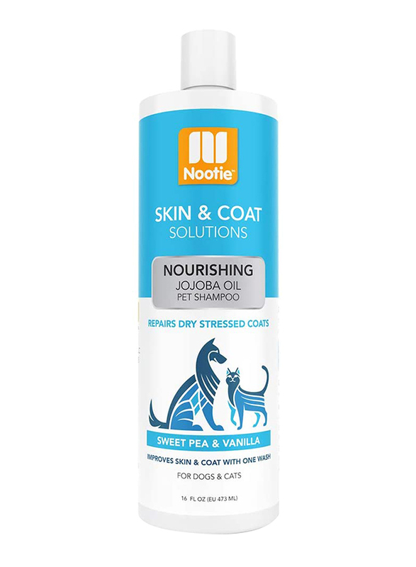 Nootie Sweet Pea & Vanilla Nourishing Jojoba Oil Dog & Cat Pet Shampoo, 473ml, Blue