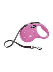 Flexi Classic Strap Retractable Safety Dogs Leash, Small, 5m, Pink