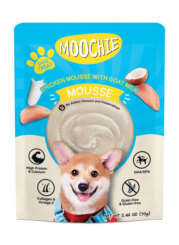 Moochie Chicken Mousse with Goat Milk Dog Wet Food, 12 x 70g