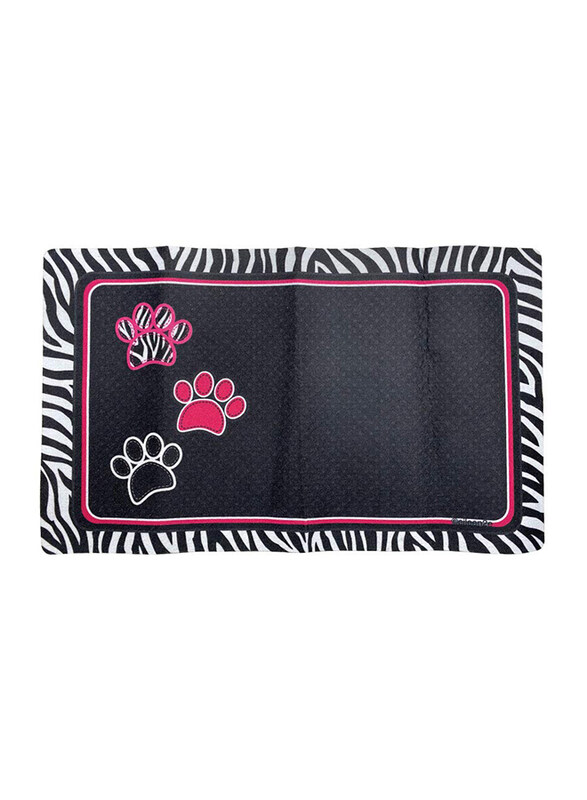 

DryMate 3 Paws & Zebra Border Pet Dogs & Cats Bowl Placemat, 30 x 50cm, Black/White