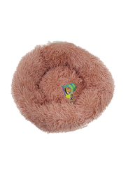 Grizzly 71 x 20cm Velour Plush Round Bed, Large, Beige Pink