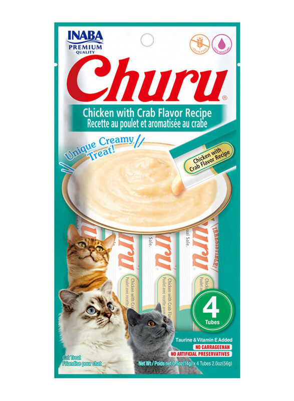 

Inaba Churu Chicken with Crab Flavour Recipe Cat Wet Food, 4 Sticks, 56g