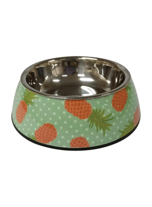 Nutrapet Applique Melamine Round Bowl, Large, Pineapple/Green