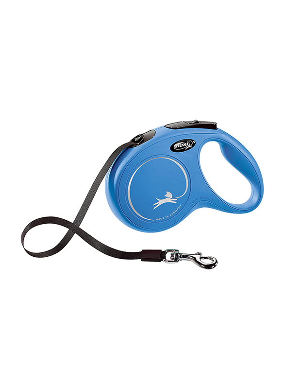 Flexi Classic Tape Retractable Safety Dogs Leash, Medium, 5m, Blue