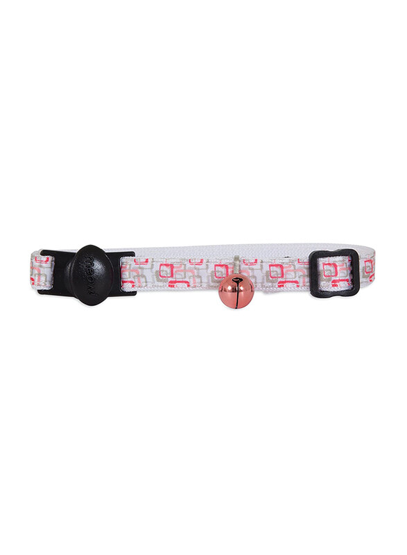 

Aspen Pet 8-12-inch Fashion Cat Collar, White/Grey/Pink