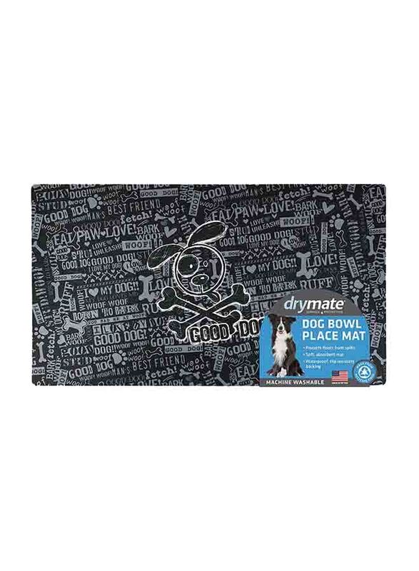 Drymate Cross Bones Dog Black Bowl Place Mat, Large, Black