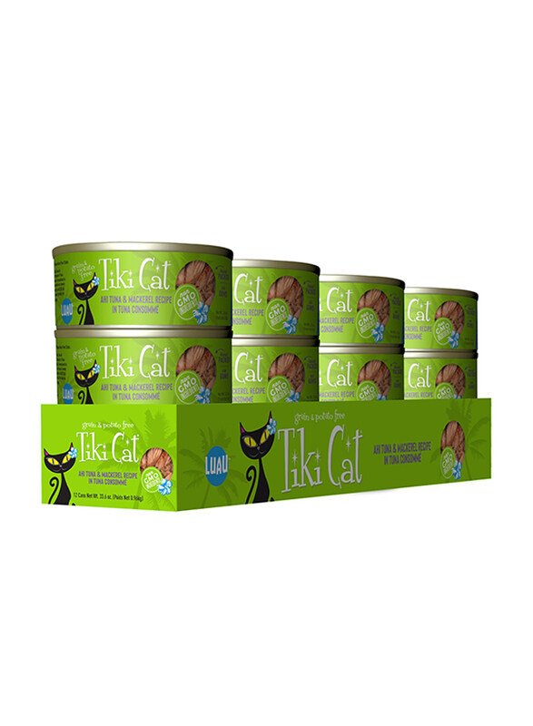 

Tiki Cat Luau Wet Cat Food Papeekeo Luau Ahi Tuna Mackerel - 2.8 oz. can