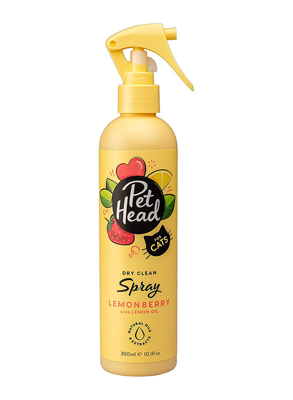 

Pet Head Lemonberry Cat Grooming Dry Clean Spray, 300ml, Yellow