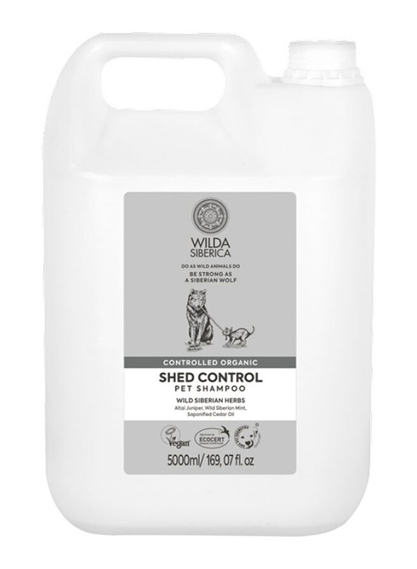 Wilda Siberica Controlled Organic Shed Control Dogs & Cats Shampoo, 5 Litres, White