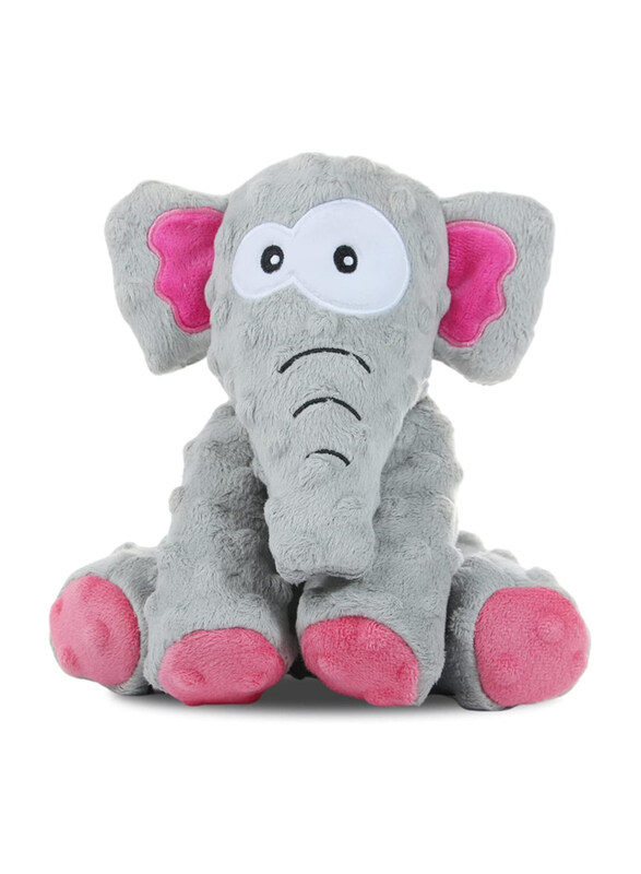 Plush Pet Elephant Dog Toy Grey Pink DubaiStore Dubai