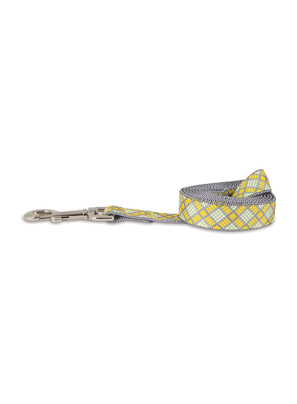 Petmate Plaid Dog Leash, 1-inch x 6ft, Yellow