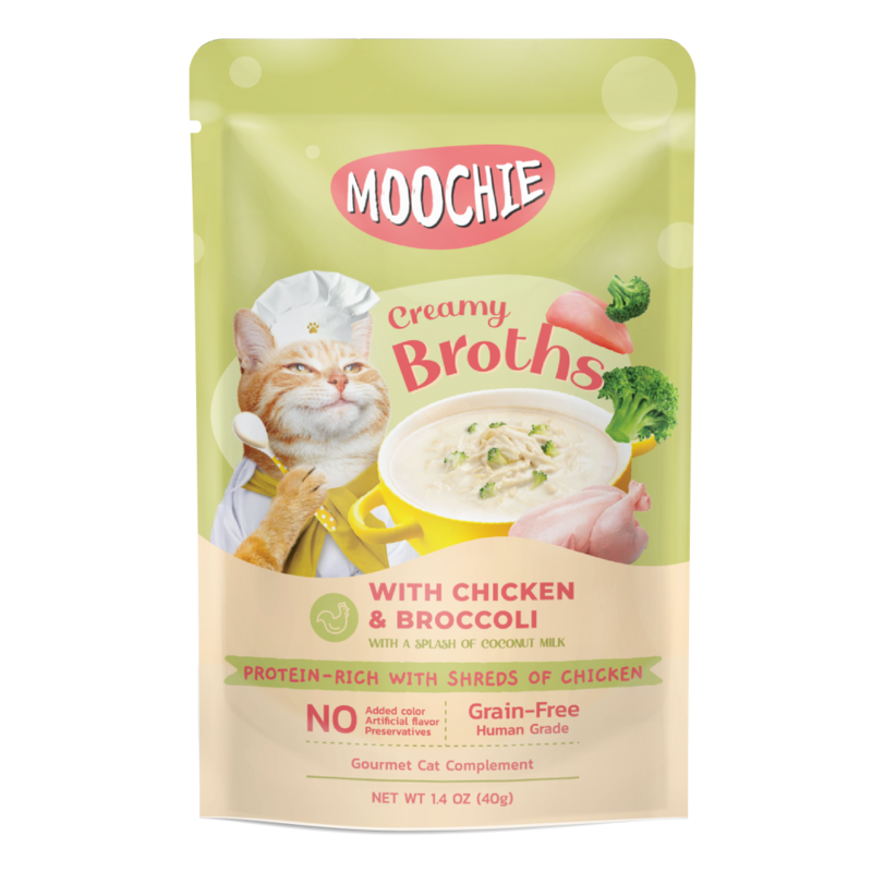 

Moochie Creamy Broth With Chicken & Broccoli Kitten Pouch Wet Food, 40g